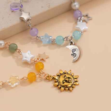Fashionable and versatile peach heart turquoise bracelet, irregular alloy multi-element shell bracelet - V.I.P Digital Presence