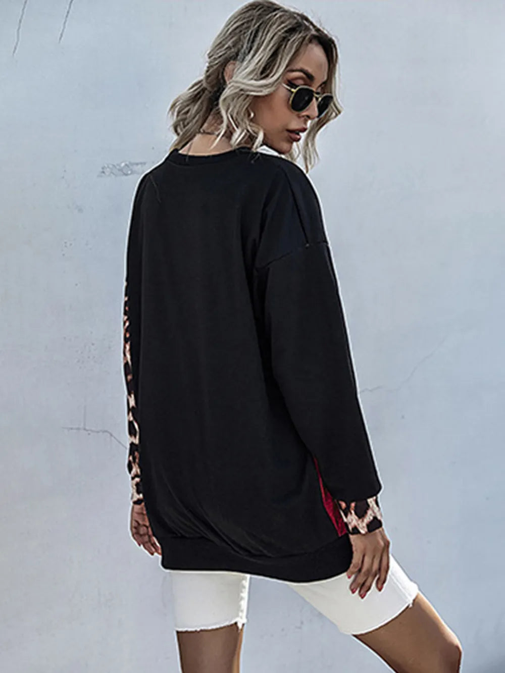 Leopard Contrast Long Sleeve Sweatshirt - V.I.P Digital Presence