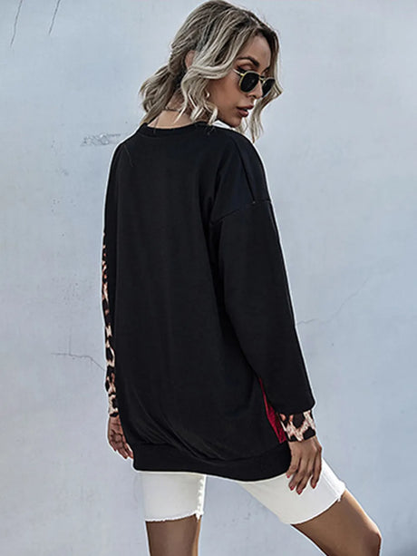 Leopard Contrast Long Sleeve Sweatshirt - V.I.P Digital Presence