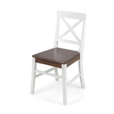Roshan Farmhouse Acacia Wood Dining Chairs, White / Walnut (Set of 2) - V.I.P Digital Presence