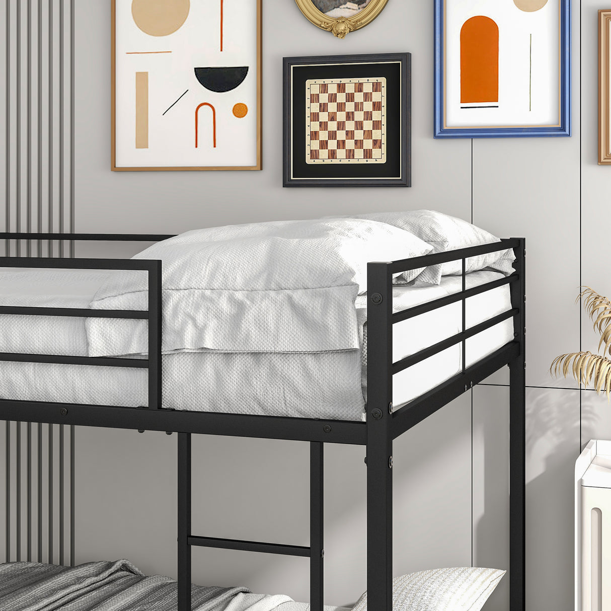 Metal Bunk Bed Full Over Full Bunk Bed Frame with Safety Guard Rails Heavy Duty Space-Saving Design Easy Assembly Black - V.I.P Digital Presence