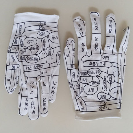 Acupoint diagram massage gloves cotton English acupoint diagram gloves for men and women TCM human body meridian gloves - V.I.P Digital Presence