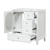 30" Bathroom Vanity with Sink, Bathroom Vanity Cabinet with Three Drawers and Door, Solid Wood and MDF, White - V.I.P Digital Presence