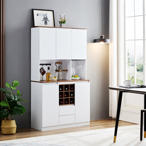 Farmhouse Coffee Bar Wine Cabinet ,68.89'' Kitchen Buffet Cabinet with Storage, Liquor Cabinet for Home & Dining Room - V.I.P Digital Presence