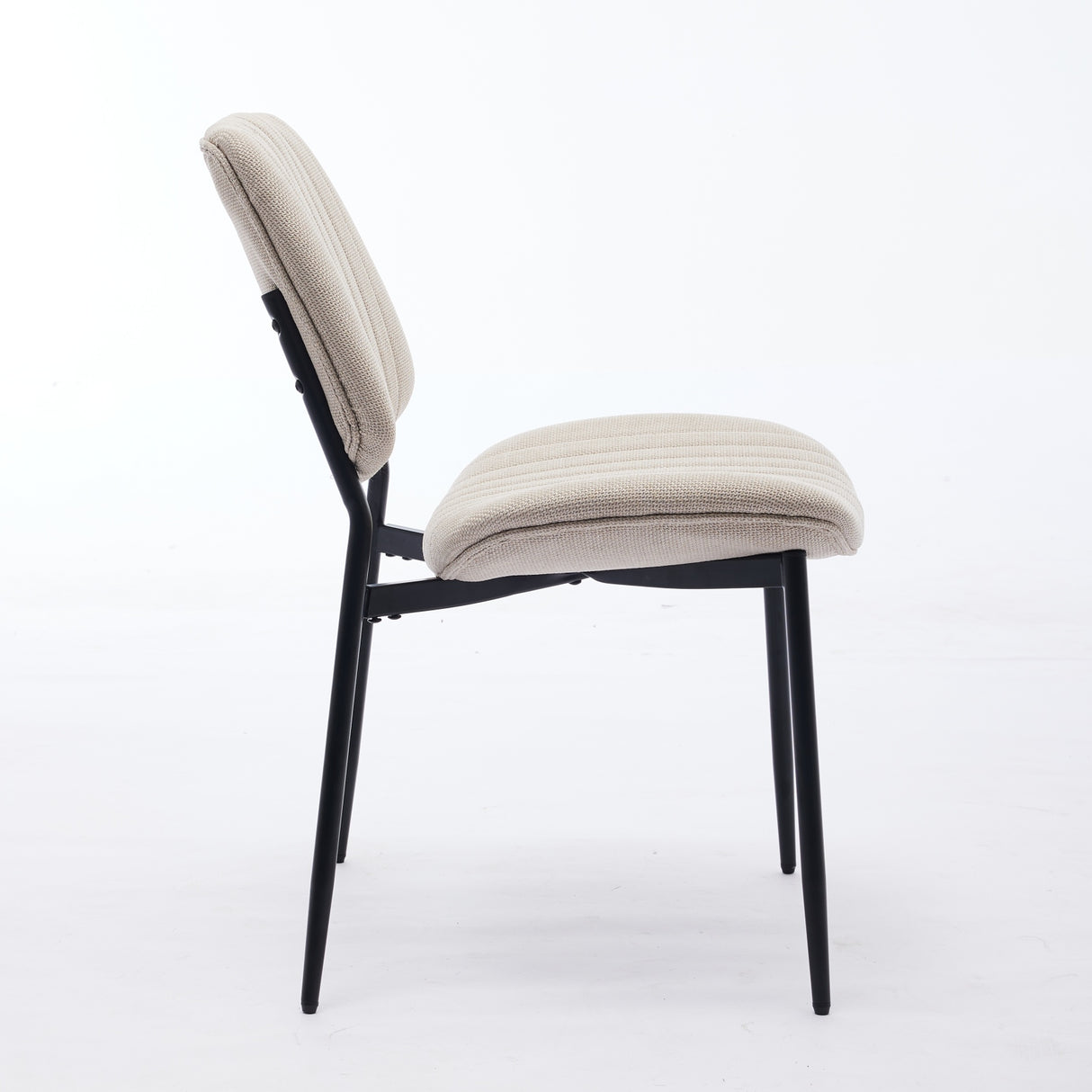 2-piece retro linen chair set with curved wooden backrest, cushioned seat, adjustable metal legs, (Beige Linen) - V.I.P Digital Presence