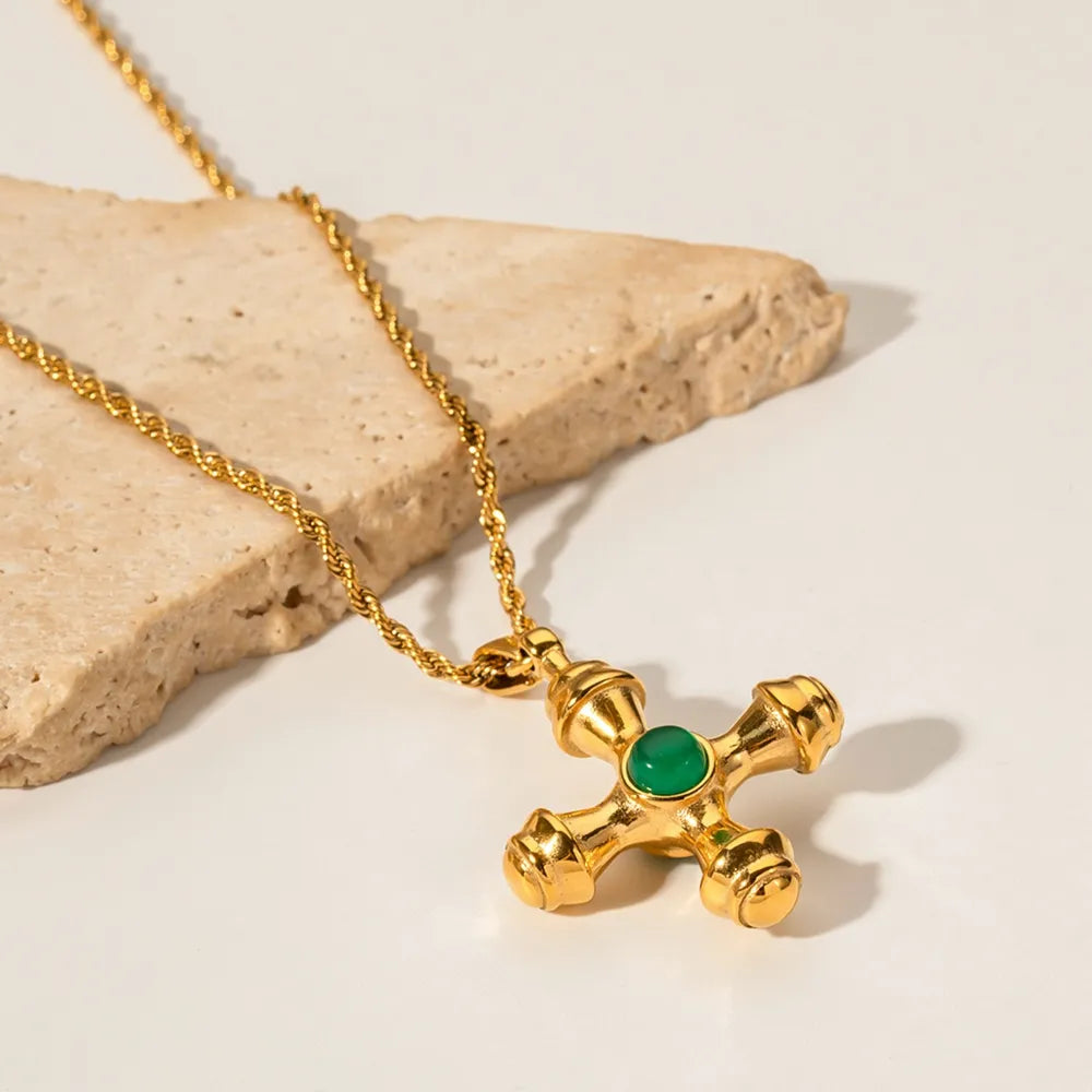 Gold-Plated Stainless Steel Cross Shape Pendant Necklace - V.I.P Digital Presence