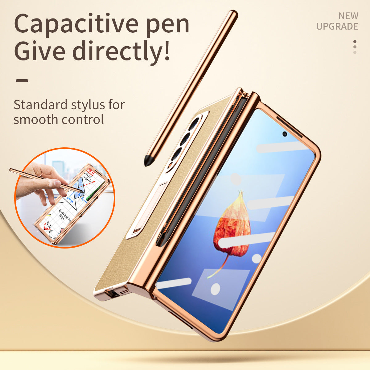 Samsung Fold3 phone case folding with pen slot pen pen pen plain leather protective case FOLD2 all inclusive anti fall suitable - V.I.P Digital Presence