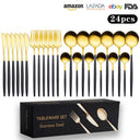 Cutlery Set Stainless Steel Knife Fork Set 24-Piece Tableware Set Golden Steak Knife Fork Spoon 6-Person Set - V.I.P Digital Presence
