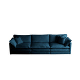 Mid-Century Modern Couch 3-Seater Sofa with 2 Armrest Pillows and 3 Toss Pillows, Couch for Living Room Blue Chenille - V.I.P Digital Presence