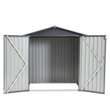 XWT014 Garden Metal Storage Shed Gray White 6x4x6ft outdoor storing tools Rainproof Hinge door version - V.I.P Digital Presence