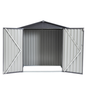 XWT014 Garden Metal Storage Shed Gray White 6x4x6ft outdoor storing tools Rainproof Hinge door version - V.I.P Digital Presence