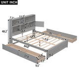 Full Size Platform Bed with Storage Headboard, Charging Station and 4 Drawers, Gray - V.I.P Digital Presence
