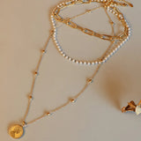 Synthetic Pearl Titanium Steel Three-Layered Necklace - V.I.P Digital Presence