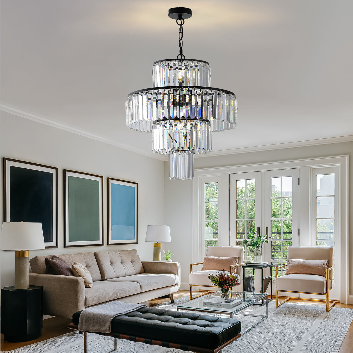 Black  Luxury Crystal Chandelier Modern Chandeliers Lights Fixture Hanging  Pendant Light Fixture for Dining Room Bedroom - V.I.P Digital Presence