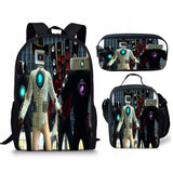 New 3PC-SET Skibidi Toilet Man Backpack Custom Game Peripheral Schoolbags For Primary Secondary School Teenage - V.I.P Digital Presence