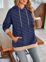 Loose casual striped hooded sweatshirt - V.I.P Digital Presence