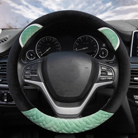 Plush Cartoon Car Steering Wheel Cover D-type Linen Carbon Fiber Leather Handlebar Cover Comfortable And Breathable - V.I.P Digital Presence