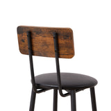 Round bar stool set with shelf upholstered stool with backrest Rustic Brown 23.62'' W x 23.62'' D x 35.43'' H - V.I.P Digital Presence