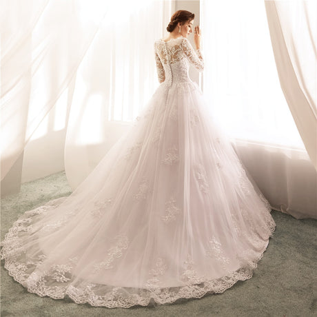 Vestido de Noiva Long Sleeves Wedding Dresses Lace A Line Wedding Gowns Sexy Sheer New Arrival Bride Dress Robe De Mariee - V.I.P Digital Presence