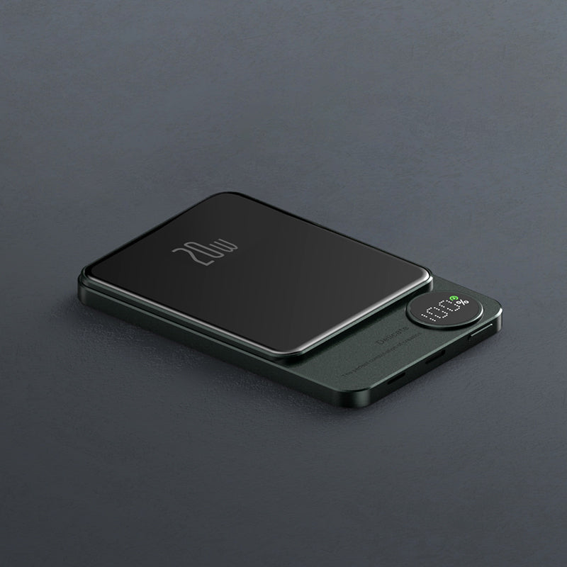 Magnetic charging treasure wireless fast charging industrial style portable metal power bank ultra thin mini - V.I.P Digital Presence