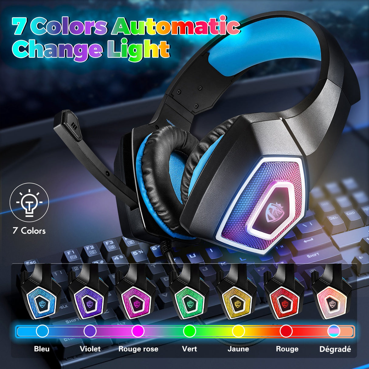 Head mounted gaming headphones colorful RGB wired computer headphones game controller headphones - V.I.P Digital Presence