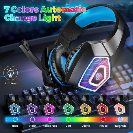 Head mounted gaming headphones colorful RGB wired computer headphones game controller headphones - V.I.P Digital Presence