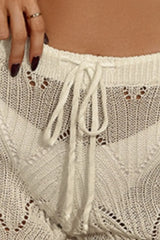 Hook flower hollowed out beach shorts with drawstring - V.I.P Digital Presence