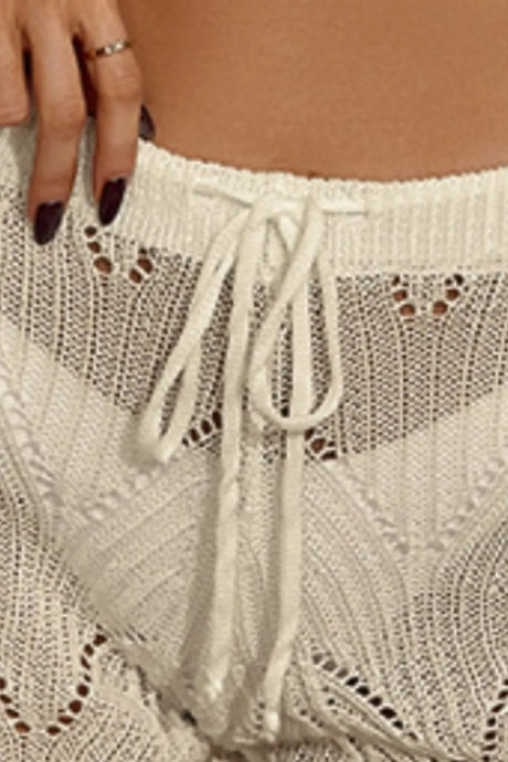 Hook flower hollowed out beach shorts with drawstring - V.I.P Digital Presence
