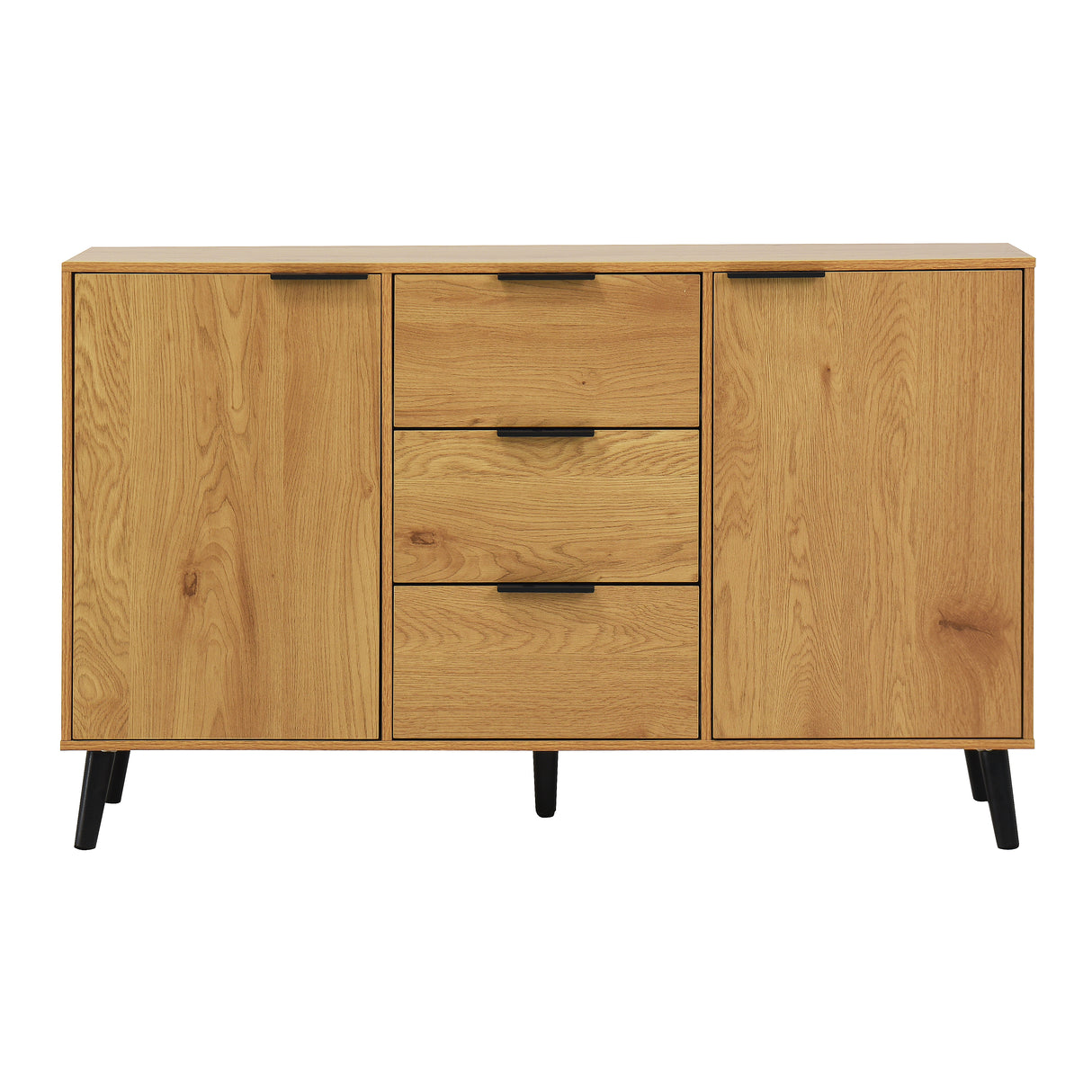 Side panel buffet cabinet with storage room, 47.2 "natural wood color kitchen cabinet with 3 drawers and 2 doors - V.I.P Digital Presence