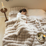 Double-sided Rabbit Fleece Blanket Solid Color Faux Fur Plush Blanket Soft Warm Throw Blanket For Couch Sofa Nap Blanket For Winter - V.I.P Digital Presence