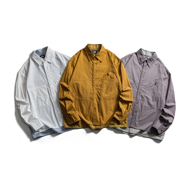 Two piece checkered long sleeved shirt for casual vacation men - V.I.P Digital Presence