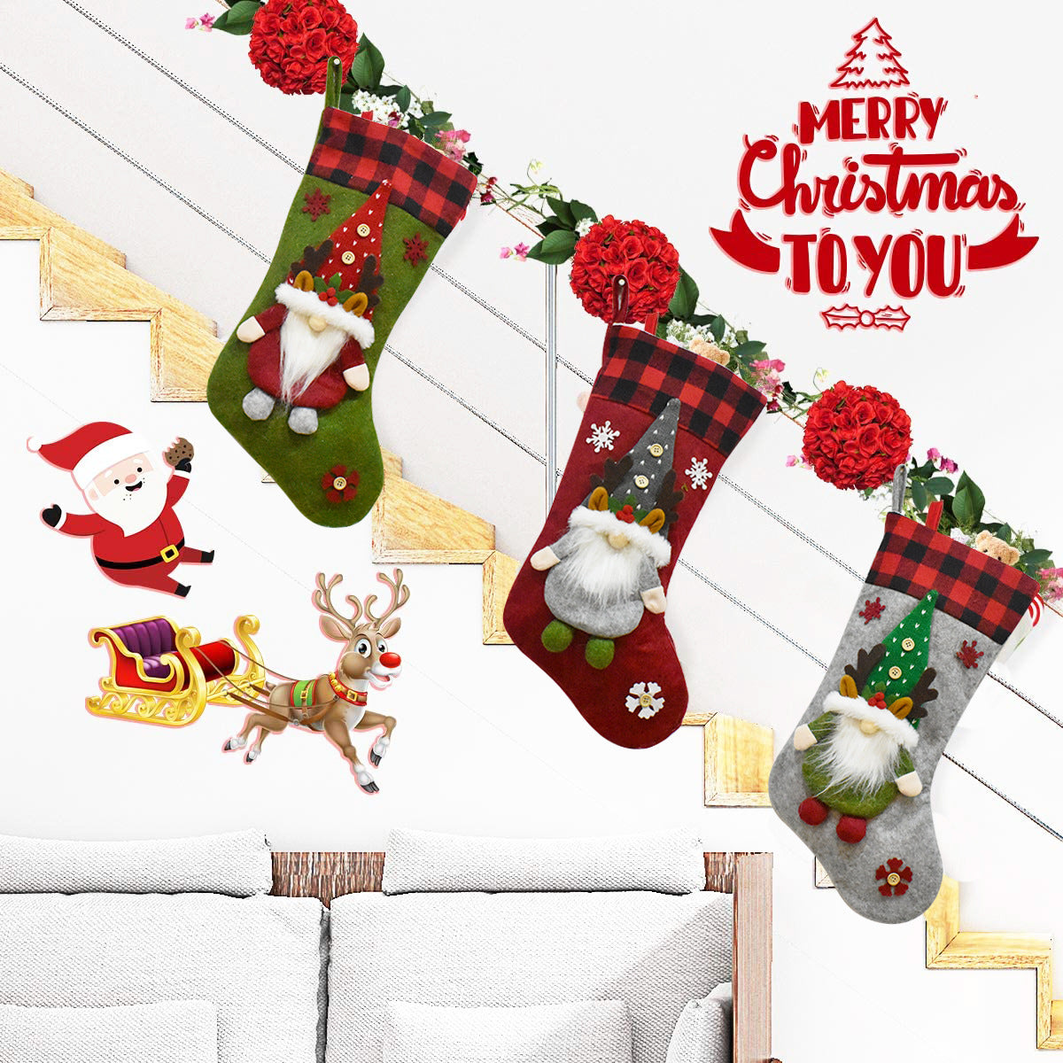 Christmas Decoration Gift Faceless Doll Christmas Socks Pendant Santa Claus Children's Christmas Gift Bag - V.I.P Digital Presence