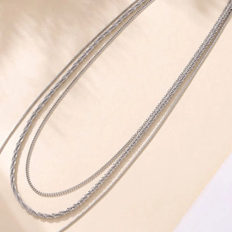 Fashionable Cuban titanium steel necklace hip-hop style multi-layer layered women's collarbone chain - V.I.P Digital Presence