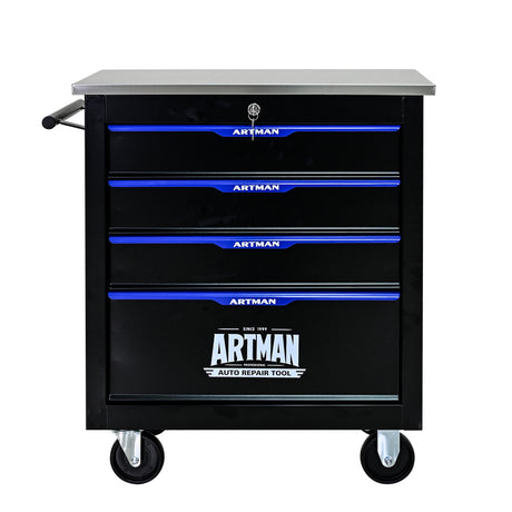 4 DRAWERS MULTIFUNCTIONAL TOOL CART WITH WHEELS-BLACK - V.I.P Digital Presence