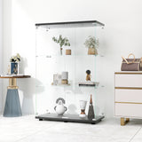 Three double door glass display cabinets with door frames, 49.3 inches * 31.7 inches * 14.3 inches, black - V.I.P Digital Presence