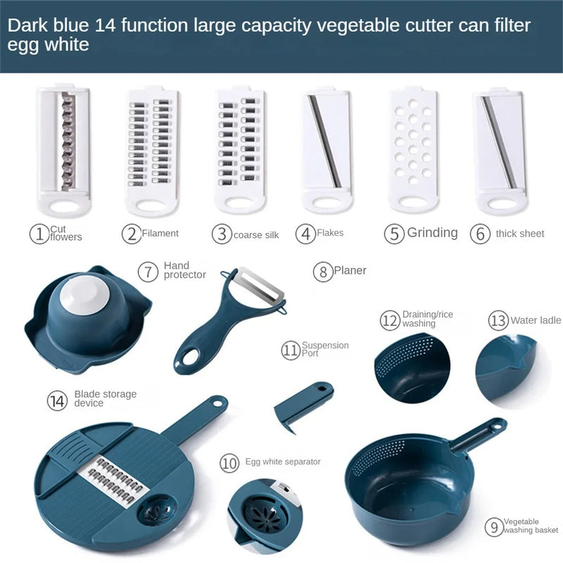 Vegetable Cutter Multifunctional Potato Shredder Household Scraping Radish Grater Slicer with Container Kitchen Gadgets - V.I.P Digital Presence