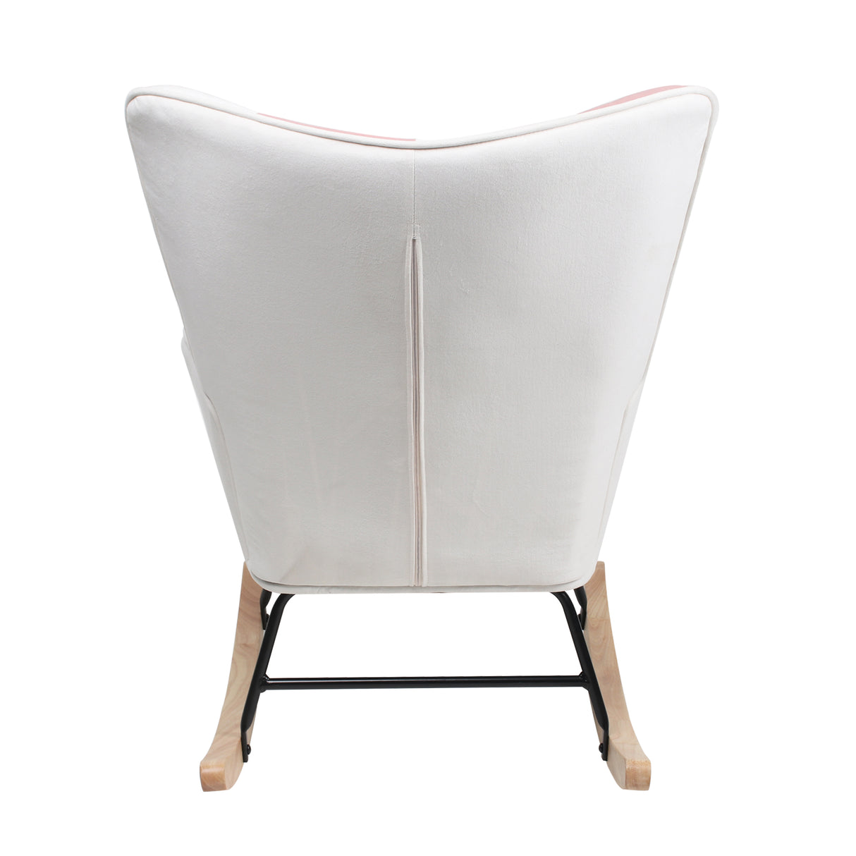 Rocking Chair with ottoman, Mid Century Fabric Rocker Chair with Wood Legs and Patchwork Linen for Livingroom Bedroom - V.I.P Digital Presence