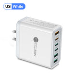 Cargador de teléfono móvil de carga rápida estándar PD55W QC3.0 + PD25W 3PD + 3USB cabezal de carga de viaje