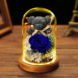 Valentine's Day Gift Everlasting Flower Bear Moss Glass Cover Finished Gift Box for Girlfriend Birthday Ornament Dried Flowers Roses - V.I.P Digital Presence