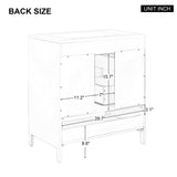 30" Bathroom Vanity with Sink  Multi-functional Bathroom Cabinet with Doors and Drawers Solid Frame and MDF Board, White - V.I.P Digital Presence