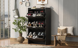 U-Can Shoe Storage Cabinet for Entryway with 3 Flip Drawers, Modern Shoe Organizer Cabinet, Free Standing Shoe Rack Black - V.I.P Digital Presence