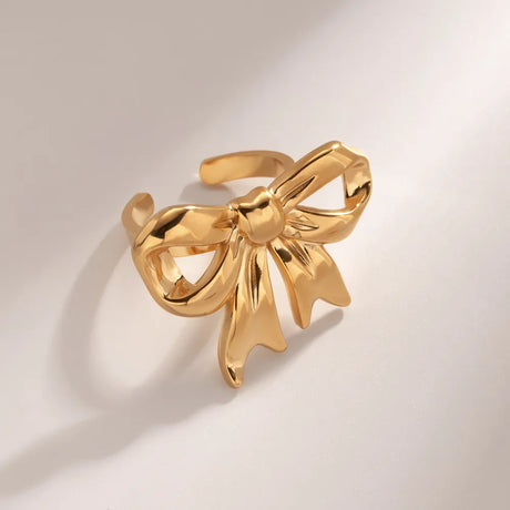 18K Gold-Plated Stainless Steel Bow Ring - V.I.P Digital Presence