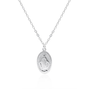 Gilded Virgin Mary necklace for women 925 sterling silver Virgin Mary coin collarbone chain - V.I.P Digital Presence