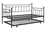 Metal double bed with ear shaft/sturdy/noise reduction/flexible ear shaft/retro style/no need for spring box (Black)
