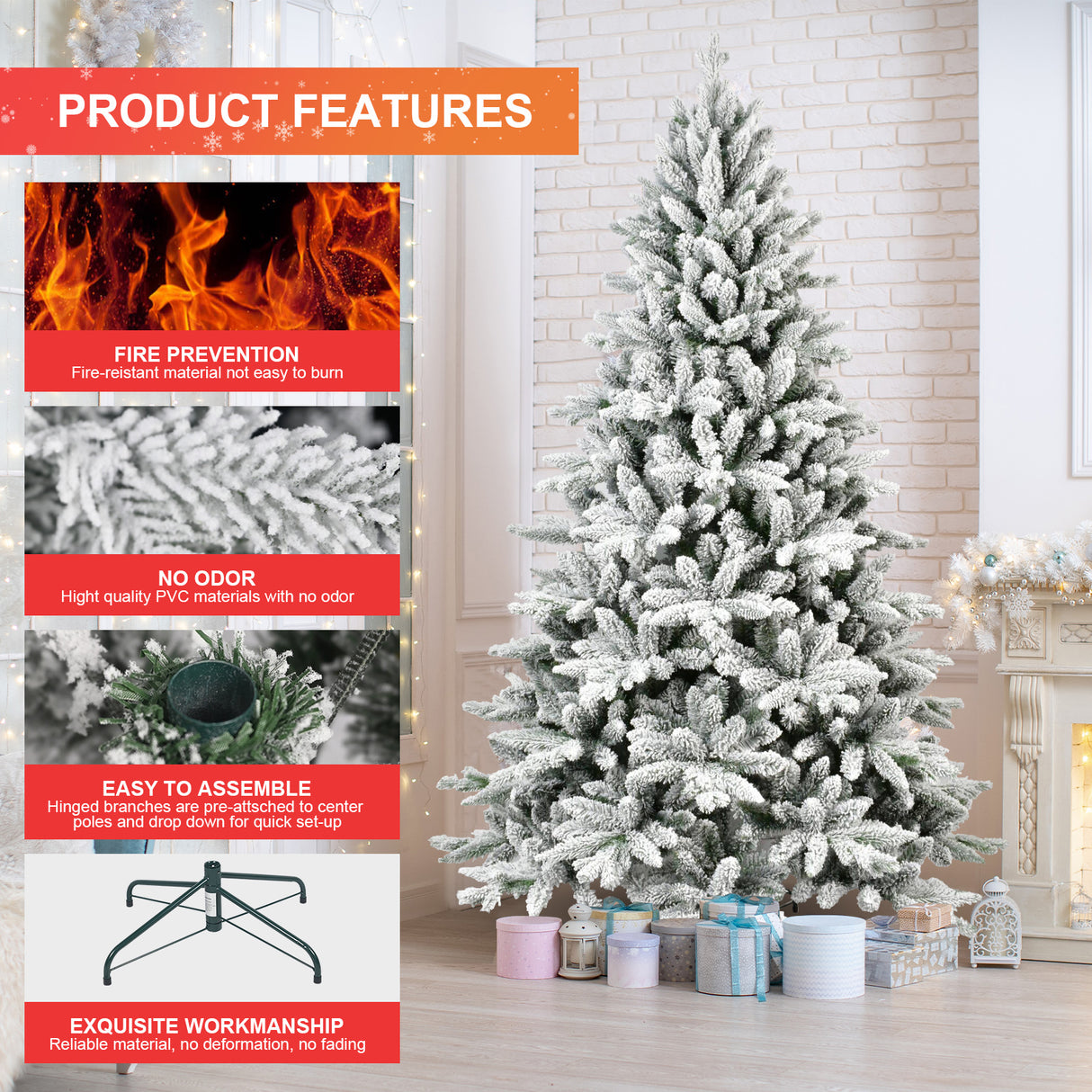 7FT PE&PVC Flocked Christmas tree - V.I.P Digital Presence