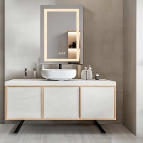 26x20 inch(Left Door) bathroom medicine cabinet with LED mirror 3000K~6000K single door lighting bathroom cabinet with touch switch adjusta - V.I.P Digital Presence