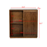 Medieval side panel with 2 sliding doors and solid wood decorative strips, storage cabinet - V.I.P Digital Presence