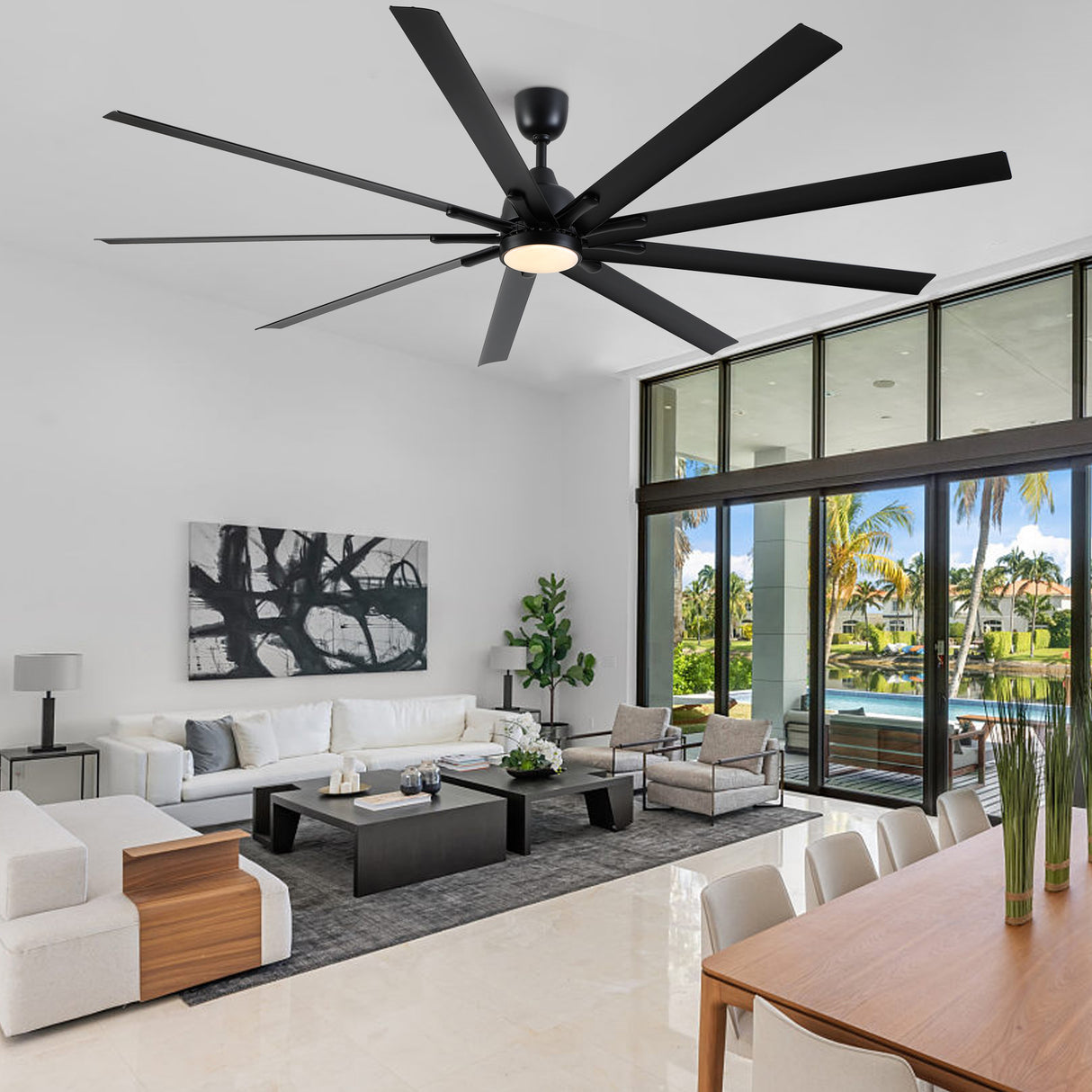 84 In Super Large Black Ceiling Fan with Remote Control - V.I.P Digital Presence