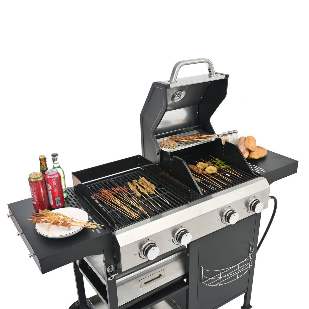 2+2 multifunctional gas barbecue grill and covered grill combination for outdoor cooking - barbecue, barbecue, pizza. - V.I.P Digital Presence