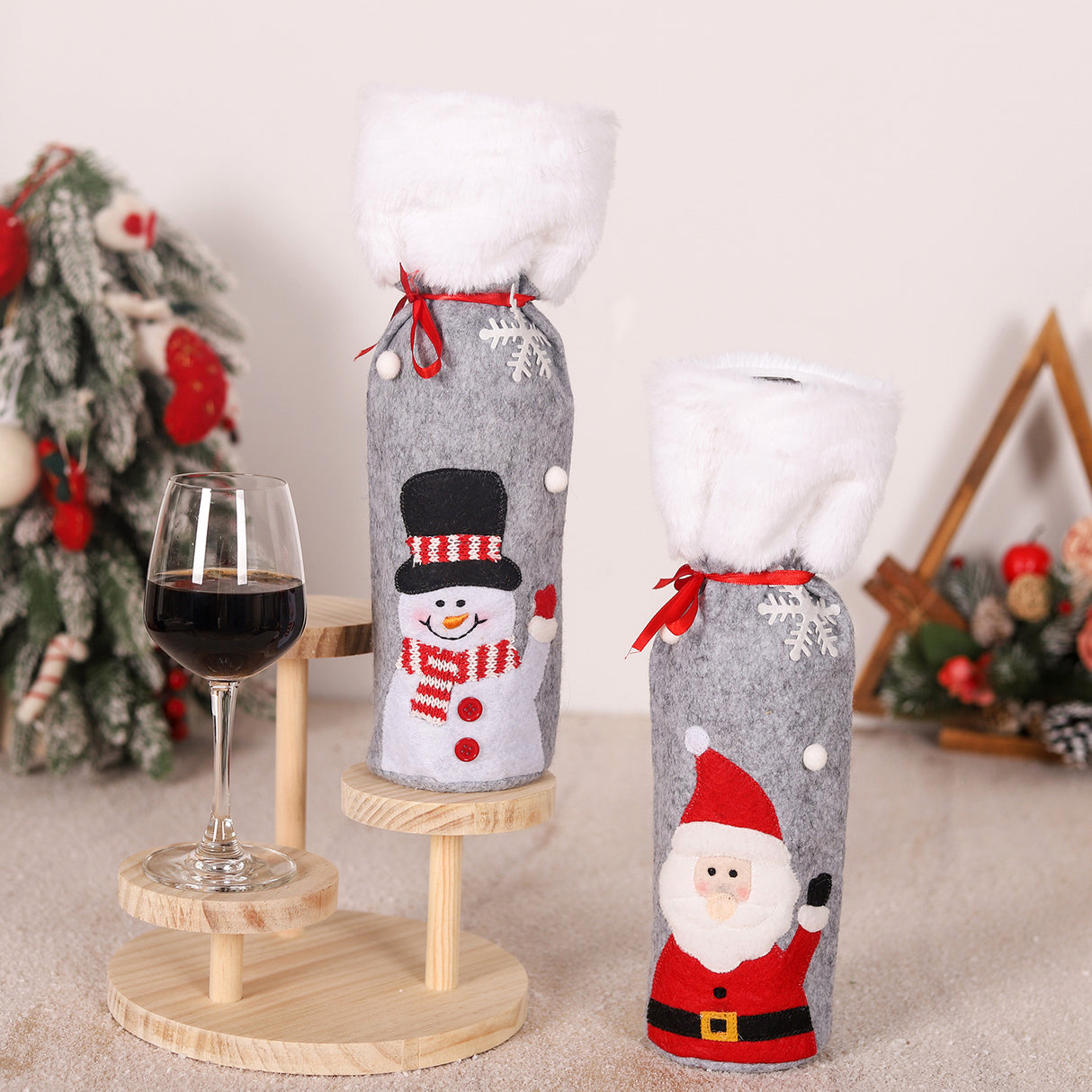 Christmas supplies red wine bottle covers elderly snowmen elk red wine bags household items - V.I.P Digital Presence